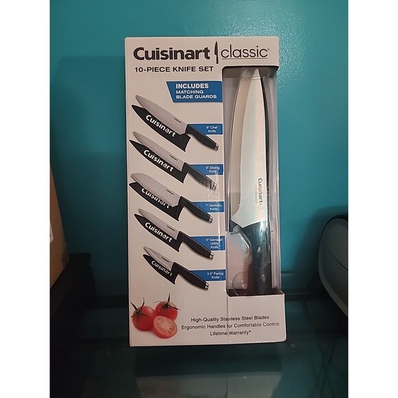 Cuisinart Classic 10 Pc Knife Set C77-10SM Chef Santoku Utility Knives - Picture 1 of 5